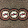 Braided Christmas Red Truck Trivets, Placemats & Runners available at Quilted Cabin Home Decor