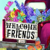 Welcome Friends Garden Flag available at Quilted Cabin Home Decor