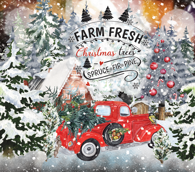 complete image of the Christmas farm fresh hot/cold tumbler