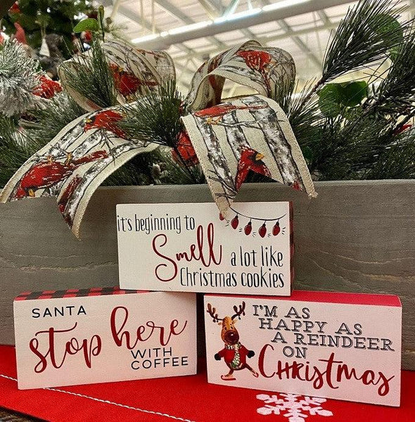 Christmas Block Signs - Three Styles available at Quilted Cabin Home Decor